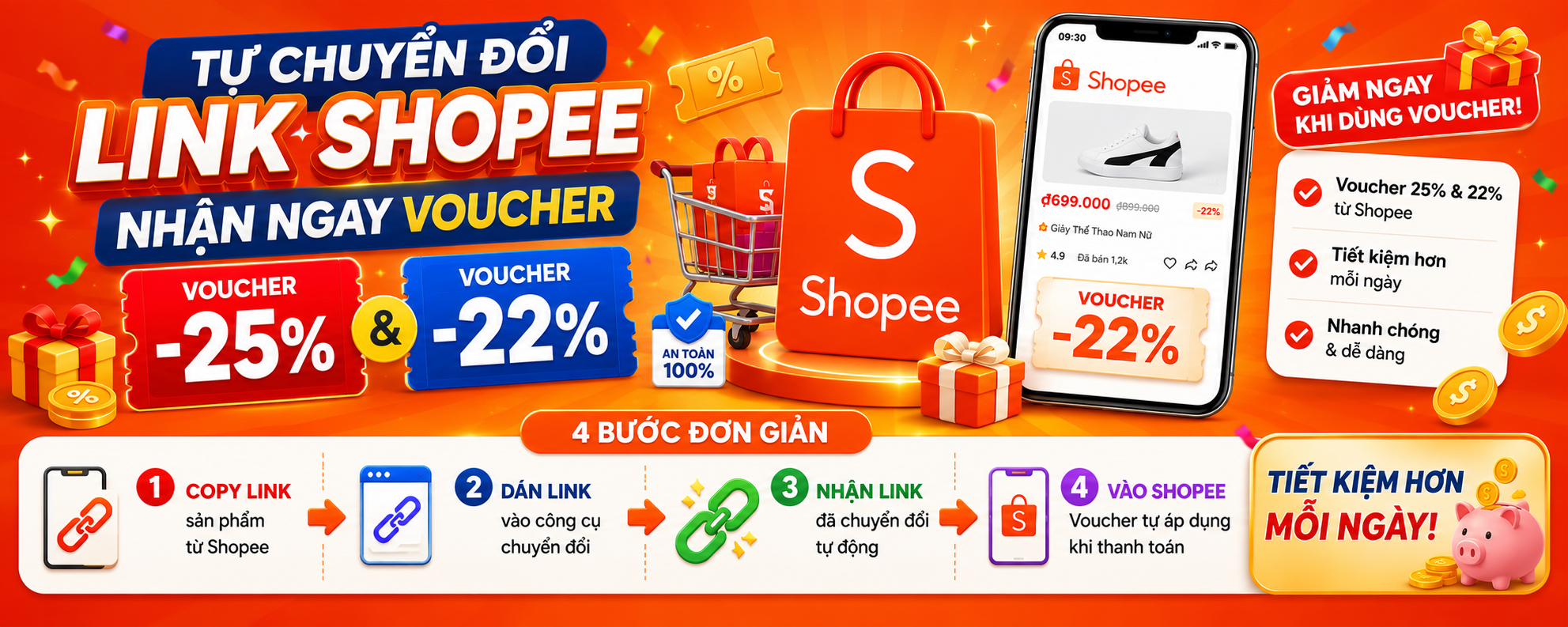 Mua sắm Shopee nhận voucher 25% và 22% từ Facebook và Instagram
